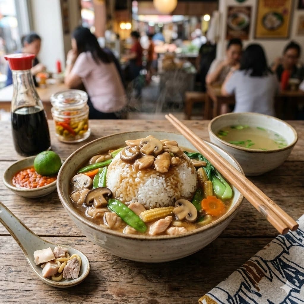 Nasi Ayam Cah Jamur